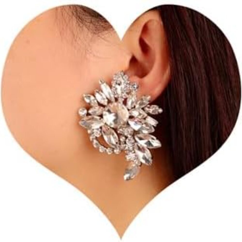 Rhinestone Earrings Metal Dangle Large Jewelry for Party Gift Women